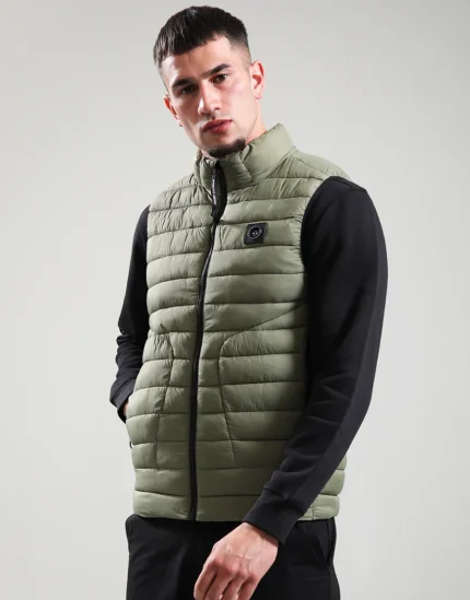 Oakdale Khaki Bubble Vest for Men | Lightweight Winter Vest