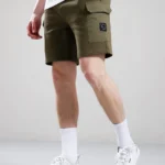 Aksu Khaki Jersey Cargo Shorts for Men | Casual Comfort