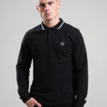 Siren Long Sleeve Tipped Polo ShirtBlack