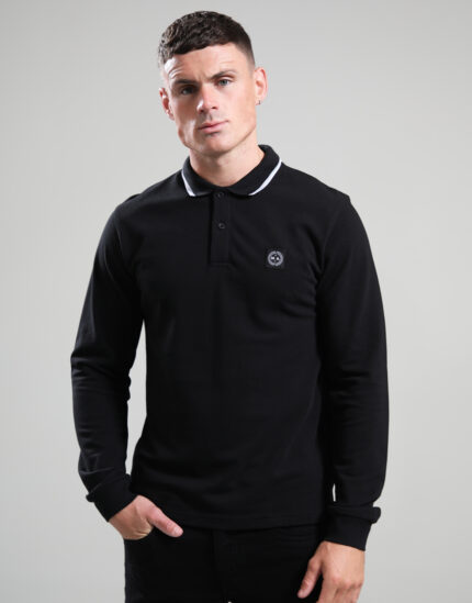 Siren Long Sleeve Tipped Polo ShirtBlack