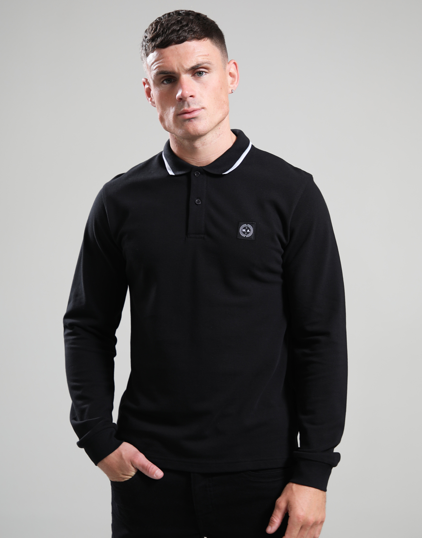 Siren Long Sleeve Tipped Polo ShirtBlack Siren Long Sleeve Tipped Polo ShirtBlack