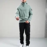 Stanford 1/4 Zip Sweatshirt Sage | Premium Casual Pullover